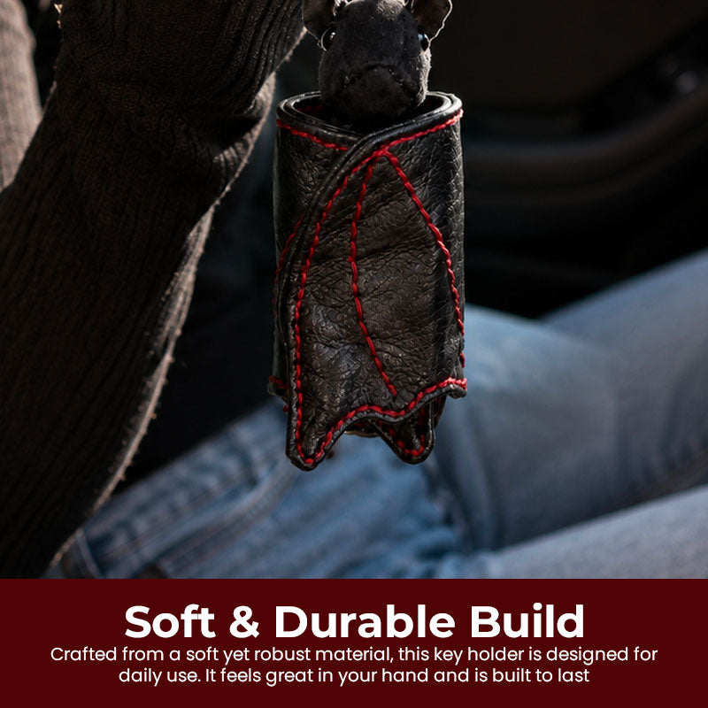 Bat-Shaped Genuine Leather Car Key Case