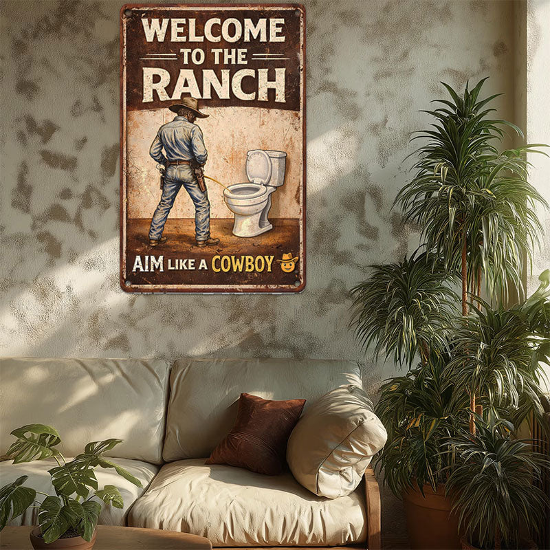 "Ranch-Ready" Bathroom Humor Sign 🤠 — A Bold Statement for Every Outlaw's Restroom