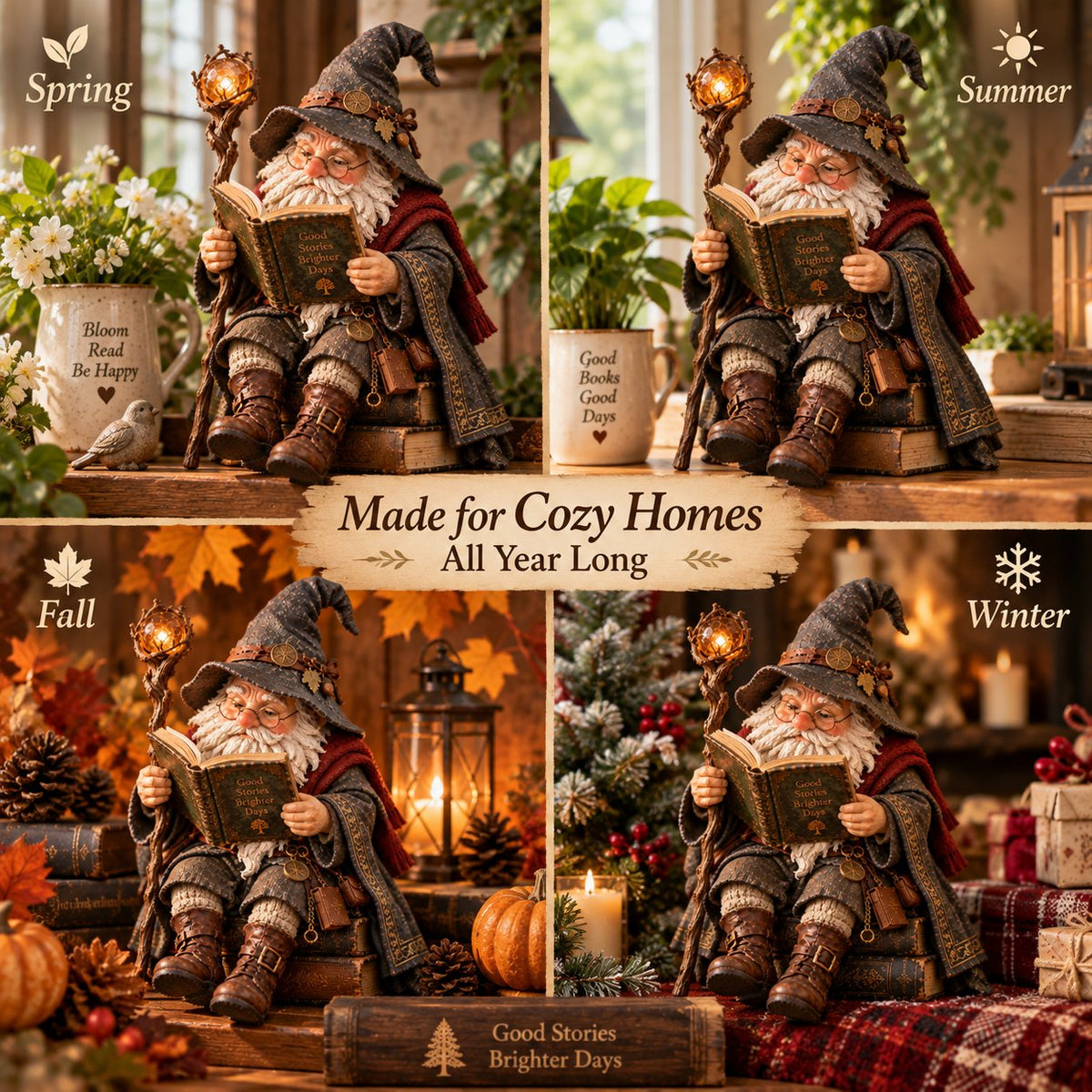 🧙‍♂️ The Wandering Scholar Gnome – Enchanted Reading Wizard Figurine