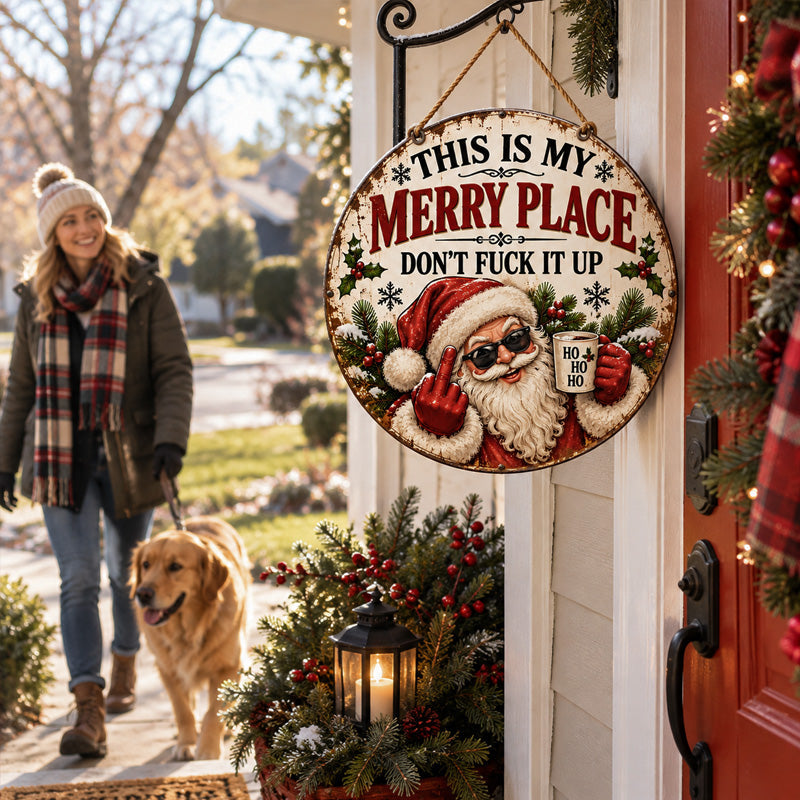 Funny Santa Vintage Hanging Sign