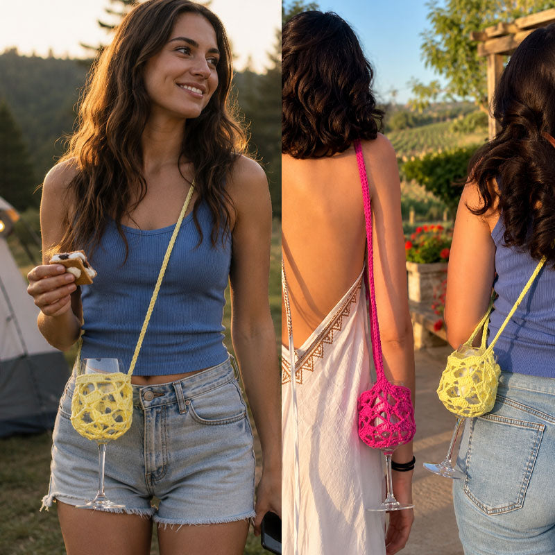 Hands-Free Crochet Wine Glass Crossbody Bag 🍷🧶✨