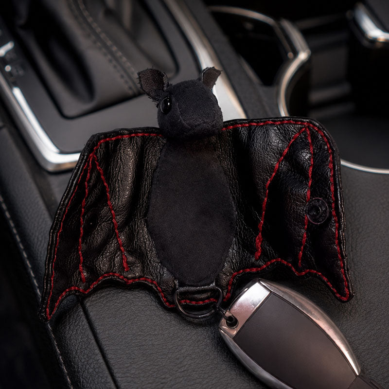 Bat-Shaped Genuine Leather Car Key Case