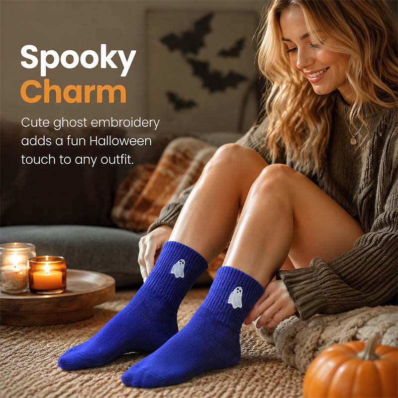 Halloween Bat Pumpkin Embroidered Socks(Buy 1 pair, get 1 pair free)