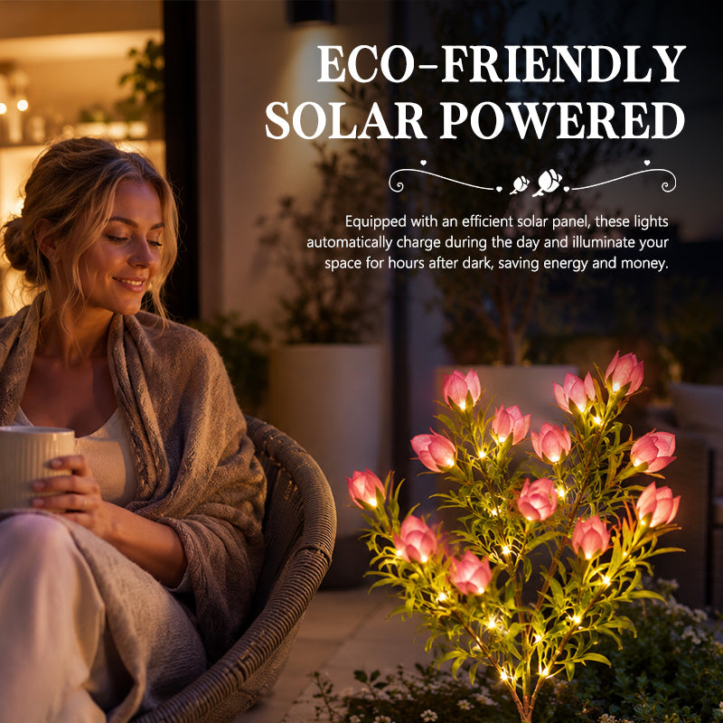 Solar Gardenia Flower Lights 🌸 LED Simulation Flower Lamps for Courtyard & Garden Decoration, Outdoor Waterproof Ambient Lighting