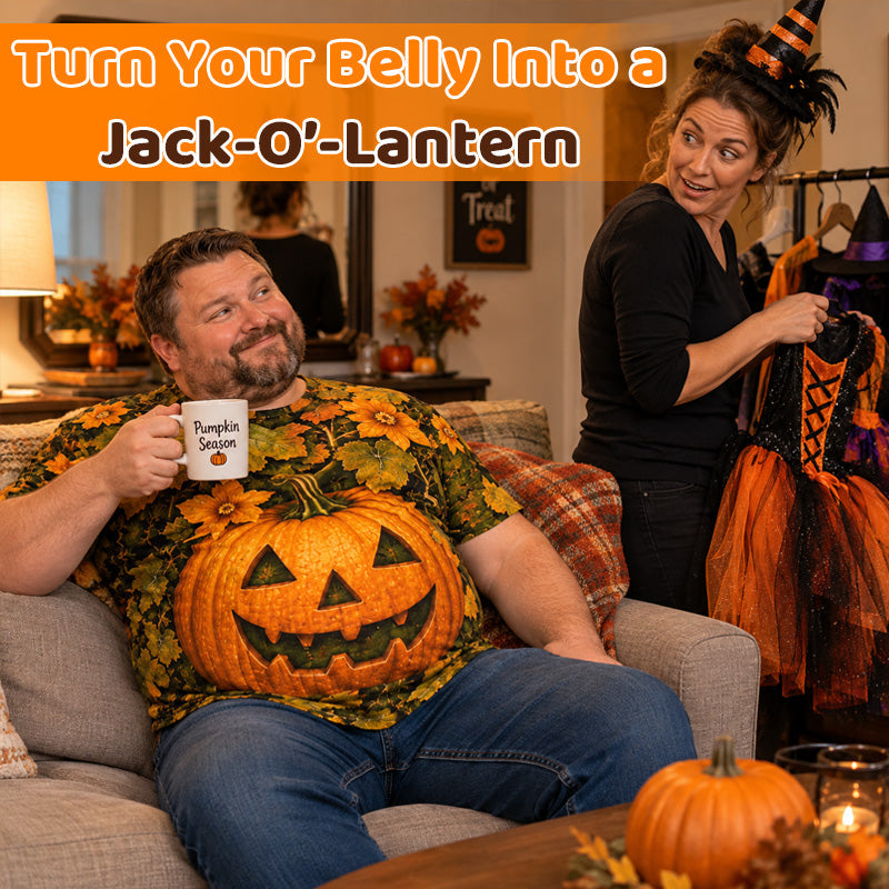 3D Pumpkin Belly Halloween Tee