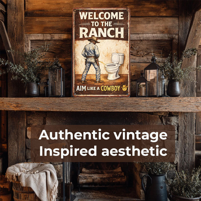 "Ranch-Ready" Bathroom Humor Sign 🤠 — A Bold Statement for Every Outlaw's Restroom