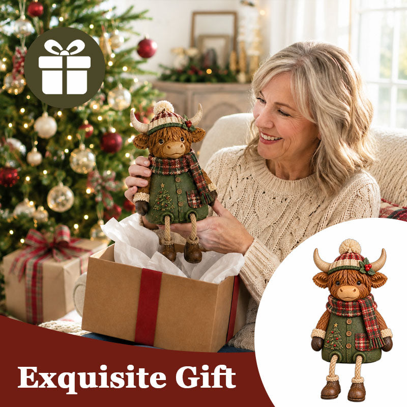 Christmas Cow Figurine — Cozy Holiday Home Decor