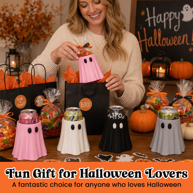 Halloween Ghost Can Holder with Matching Ghost Bottle Opener