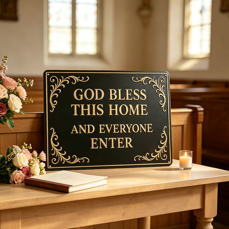 God Bless This Home Iron Sign