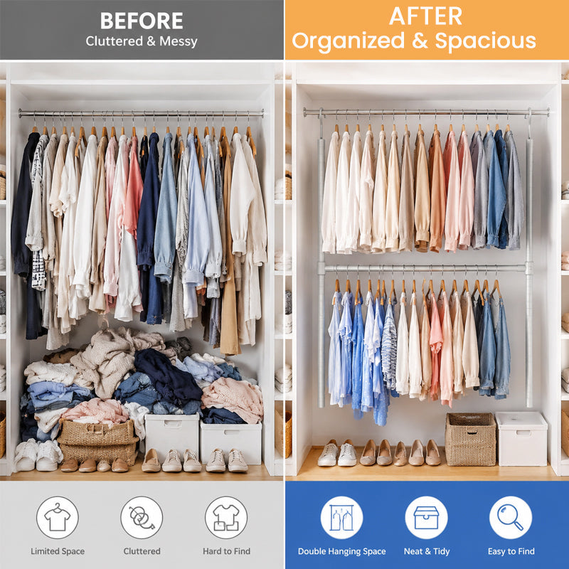 🏠 No-Drill Expandable Clothes Rack