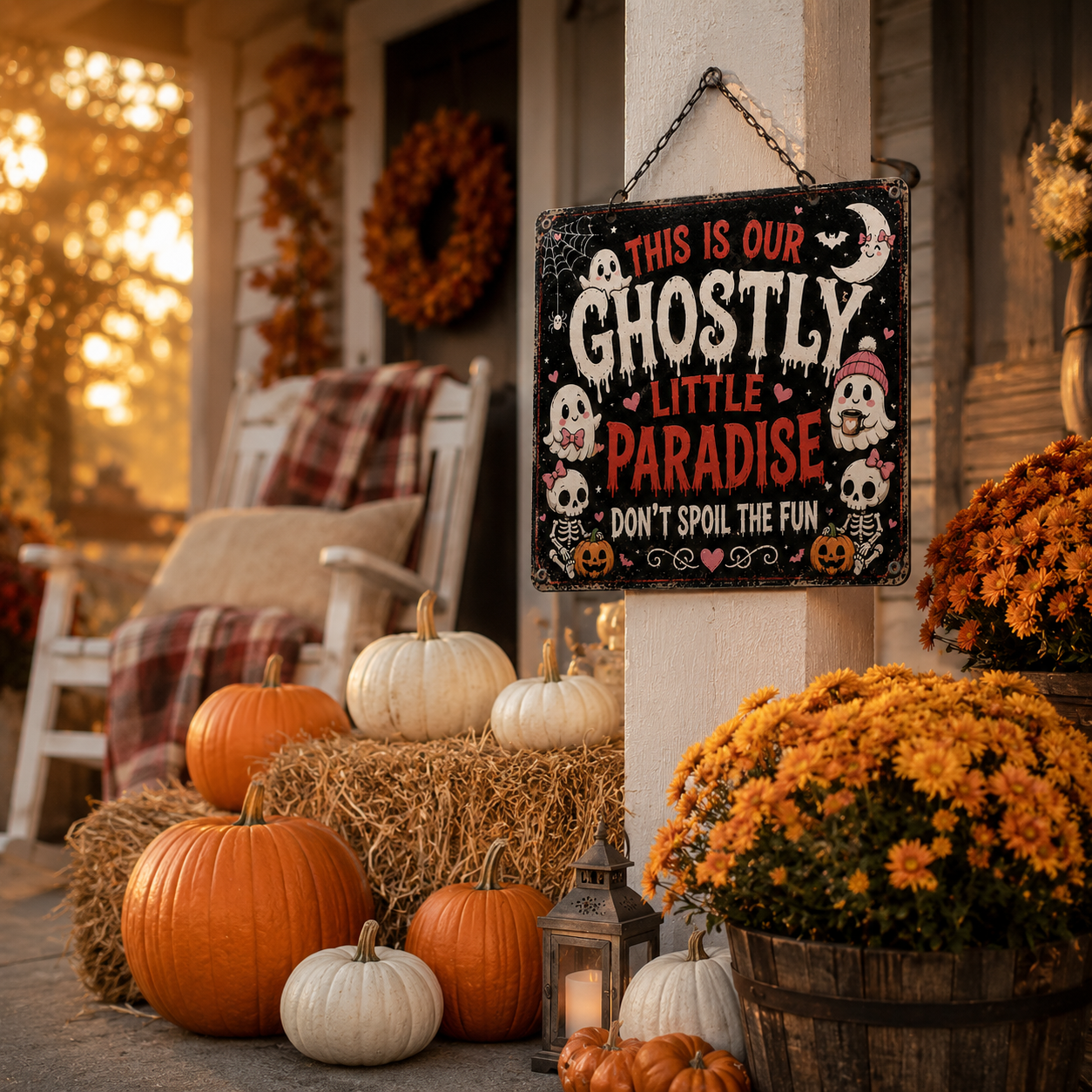 👻 Ghostly Little Paradise Halloween Metal Sign