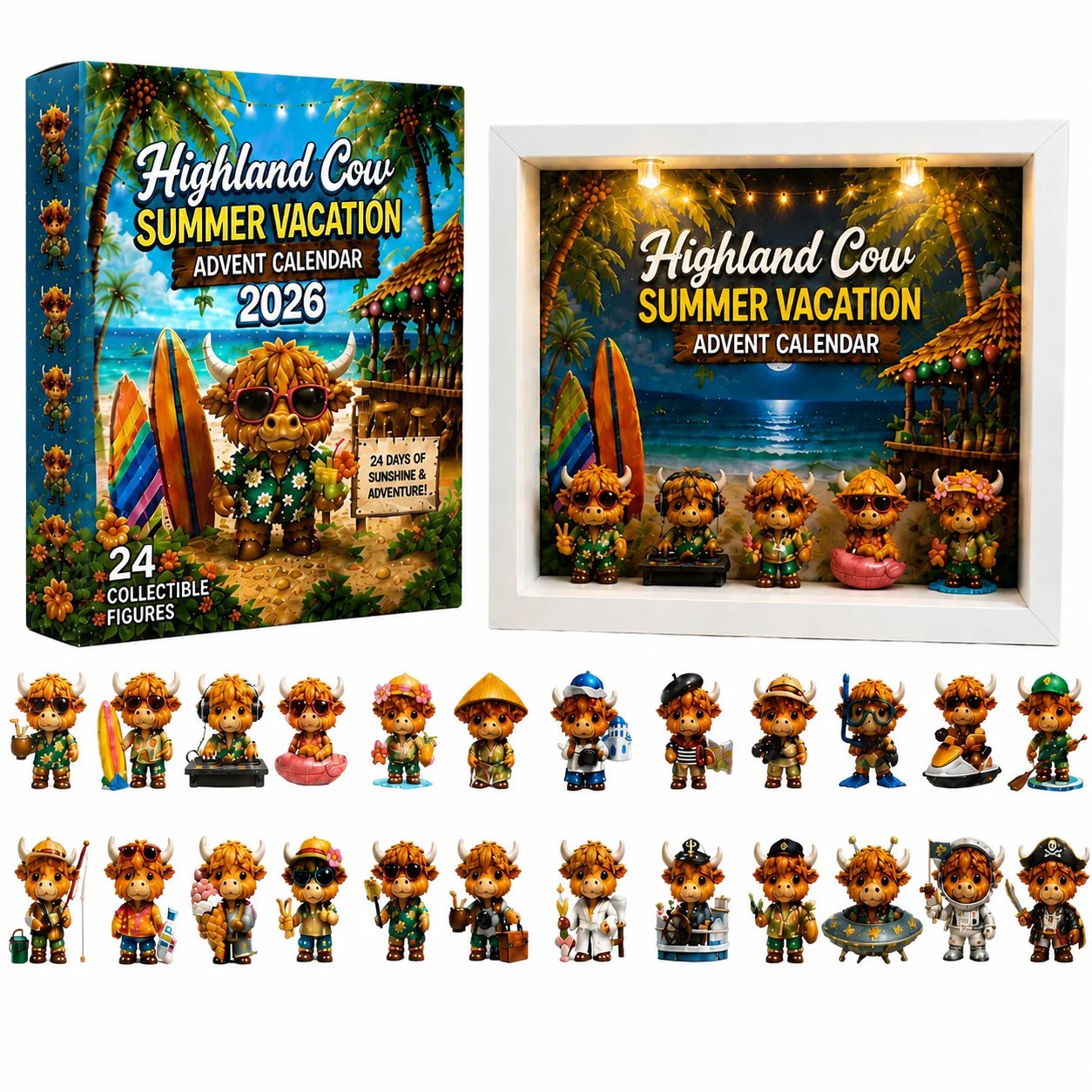 Highland Cow Summer Vacation Advent Calendar 2026🔥We solemnly guarantee that we only sell 3D styles.🔥
