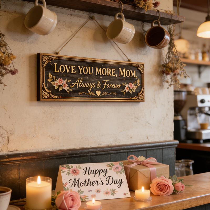 💖 Love You More, Mom – Always & Forever Door Hanging