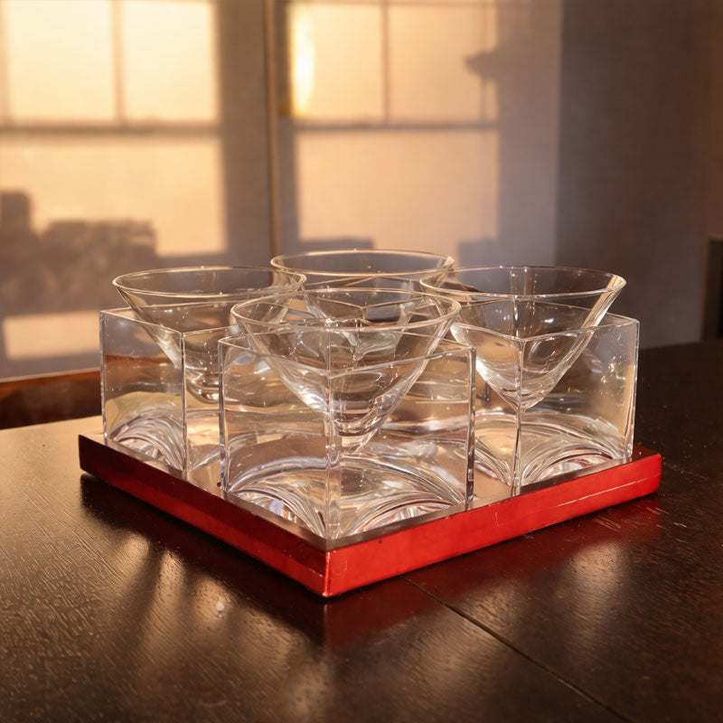 Mid-Century Modern 2-in-1 Stemless Cup & Ice Holder Set