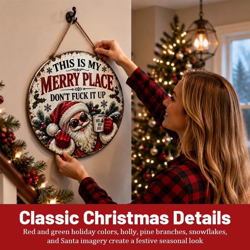 Funny Santa Vintage Hanging Sign