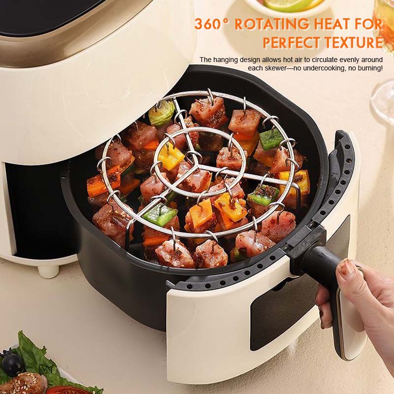 🔥 Air Fryer Skewer Rack – Stainless Steel Vertical Kebab Holder for Air Fryers, Ovens & Homemade BBQ Snacks🍢