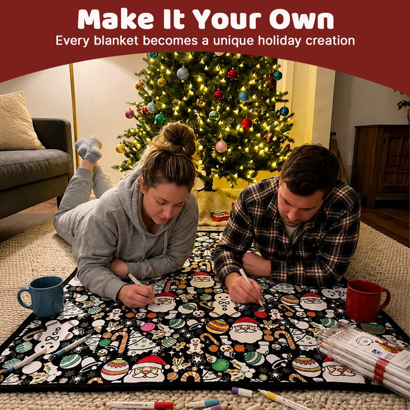 DIY Christmas Coloring Blanket 🎄 Santa & Gingerbread Man Holiday Throw