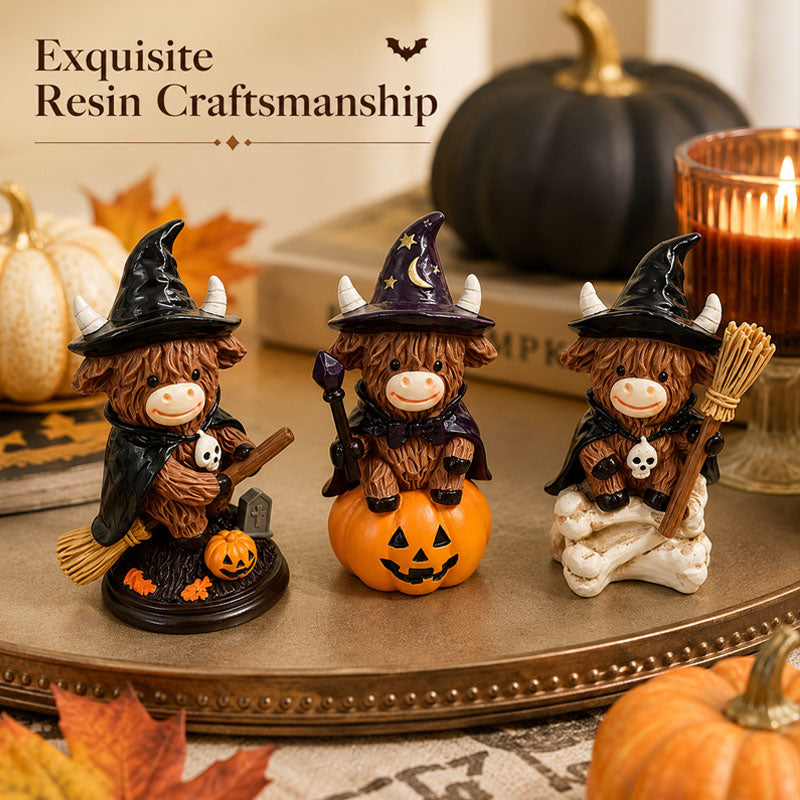 Halloween Highland Cow Witch Ornament