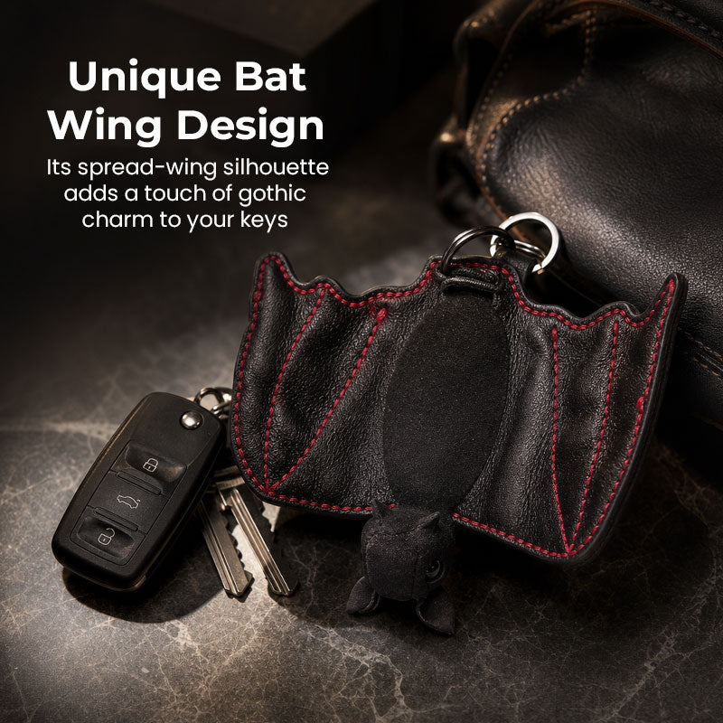 Bat-Shaped Genuine Leather Car Key Case