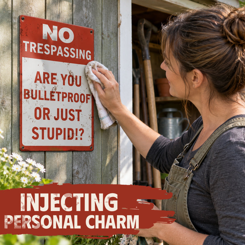 Are You Bulletproof? Funny No Trespassing Sign