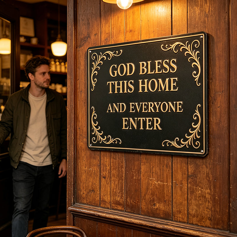 God Bless This Home Iron Sign