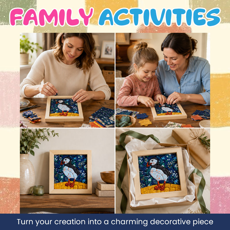 DIY Fabric Art Kit | No-Sew Fabric Mosaic Wall Art Craft with Frame & Tools