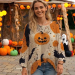 Load image into Gallery viewer, 🎃 Witchy Cozy Vibes – Halloween Pumpkin Knit Sweater
