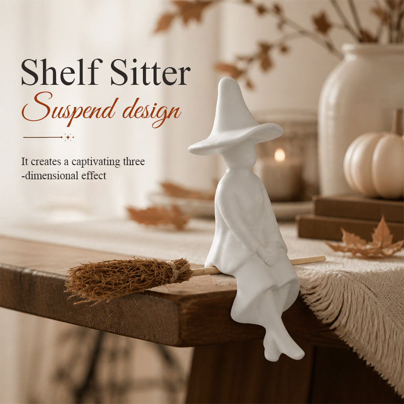Witch Figurine - Cozy Halloween Fireplace & Bookshelf Decor