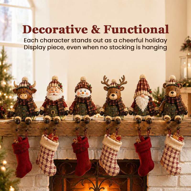 Festive Christmas Stocking Holder Figurines