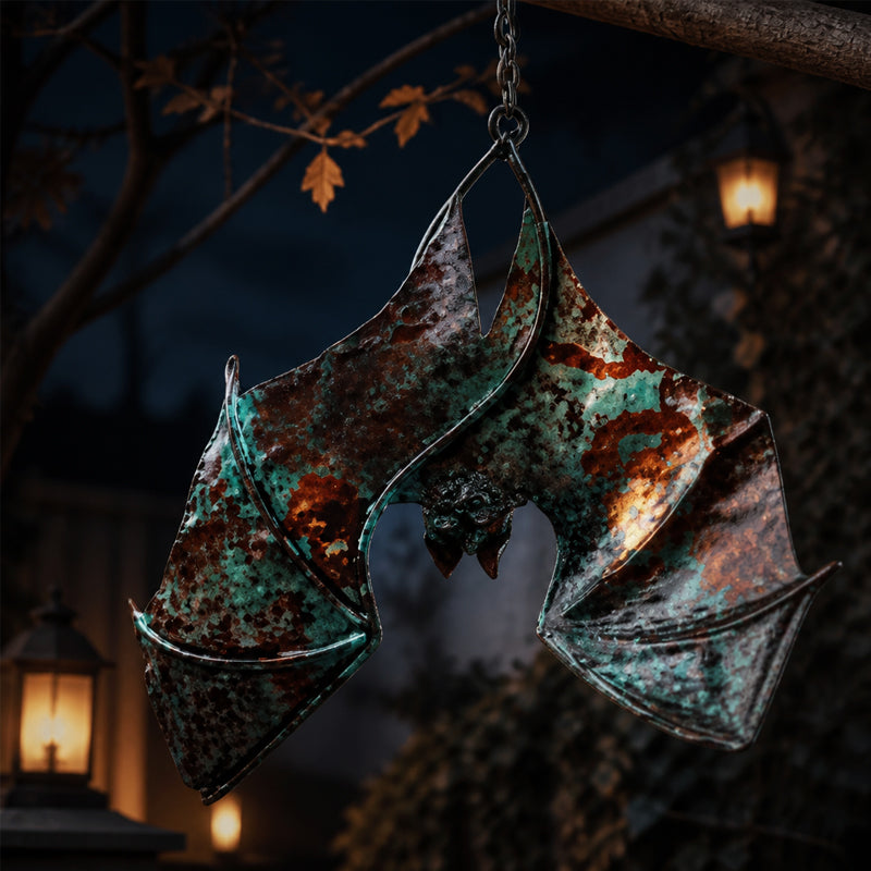 Metal Halloween Bat Hanging Decor – Gothic Outdoor Wind Spinner