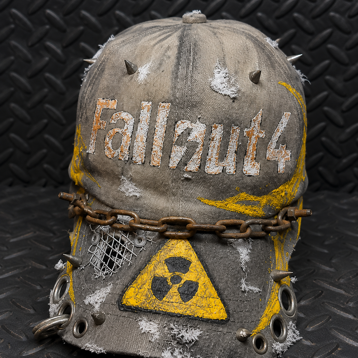 ☢️⛓️🔥Wasteland Survivor Chain Distressed Baseball Cap – Punk Streetwear Alternative Hat