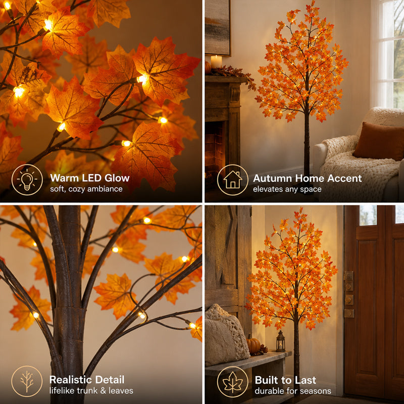 Cozy Autumn Glow Tree – LED Maple Tree for Thanksgiving & Fall Decor