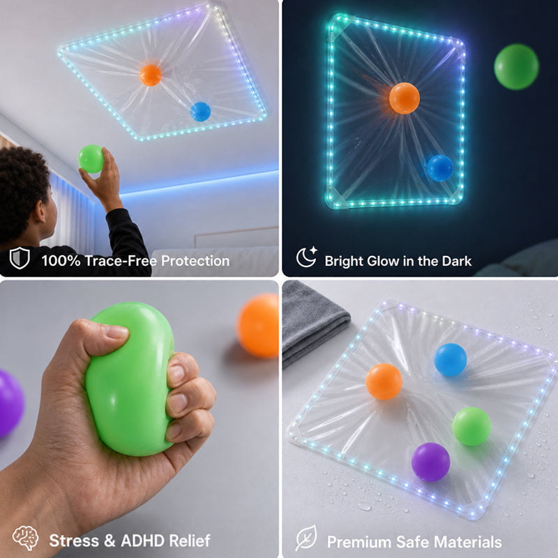 Glow Sticky Ball Set - Stress Relief & ADHD Focus Toy with No-Mark Protection! ✨🧠