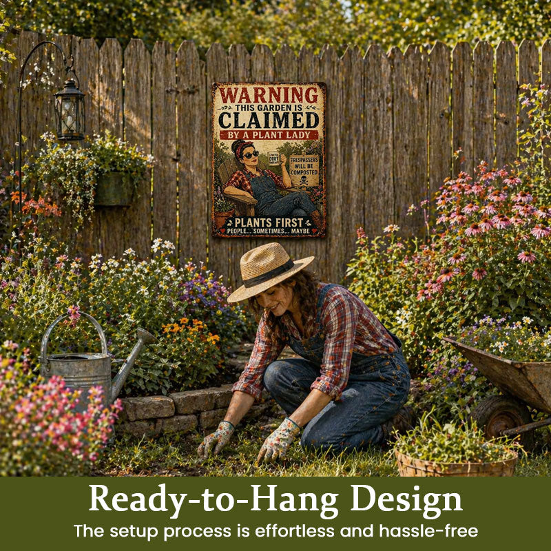 "Plants First, People Maybe" Vintage Garden Sign
