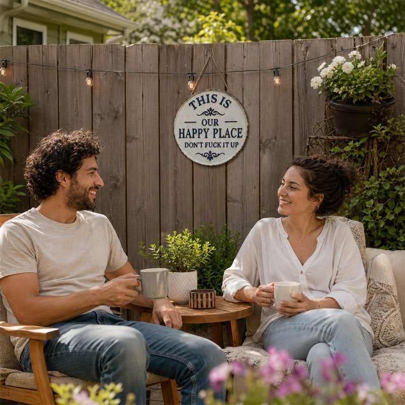🍹🏡 Our Happy Place Vintage Metal Sign