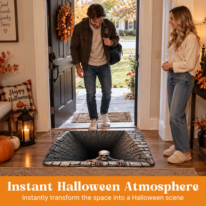 Halloween 3D Skeleton Pit Illusion Rug