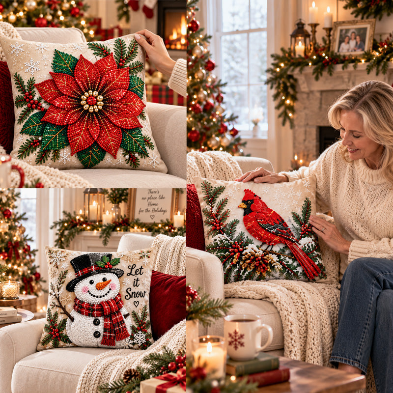 DIY Christmas Diamond Painting Pillow Cover