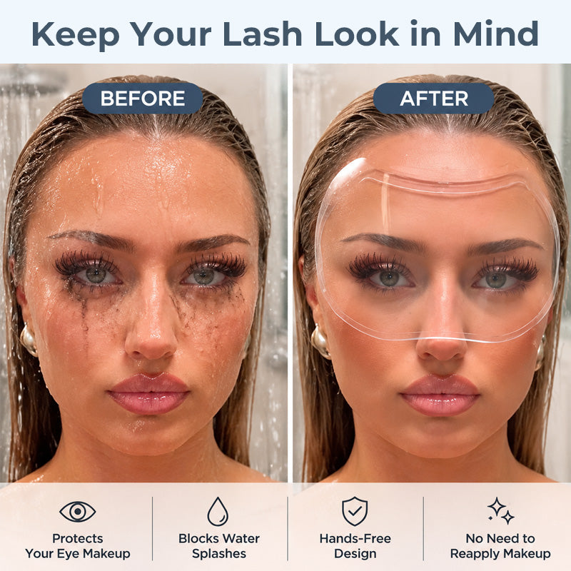 Adhesive Shower Face Shield | Clear Splash Guard for Eye Makeup & Lashes