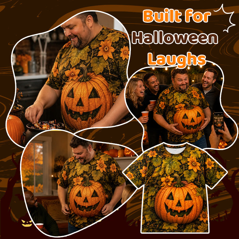 3D Pumpkin Belly Halloween Tee