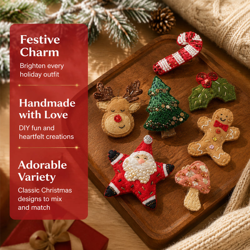Christmas Felt Embroidery Brooch DIY Handmade Decoration Set