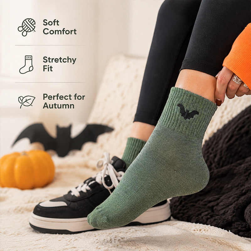 Halloween Bat Pumpkin Embroidered Socks(Buy 1 pair, get 1 pair free)
