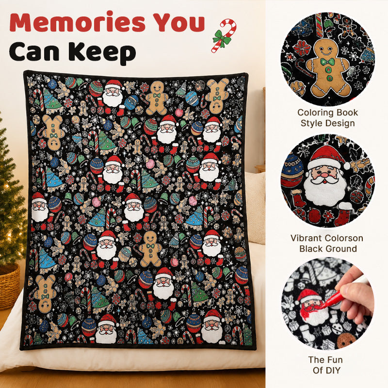 DIY Christmas Coloring Blanket 🎄 Santa & Gingerbread Man Holiday Throw