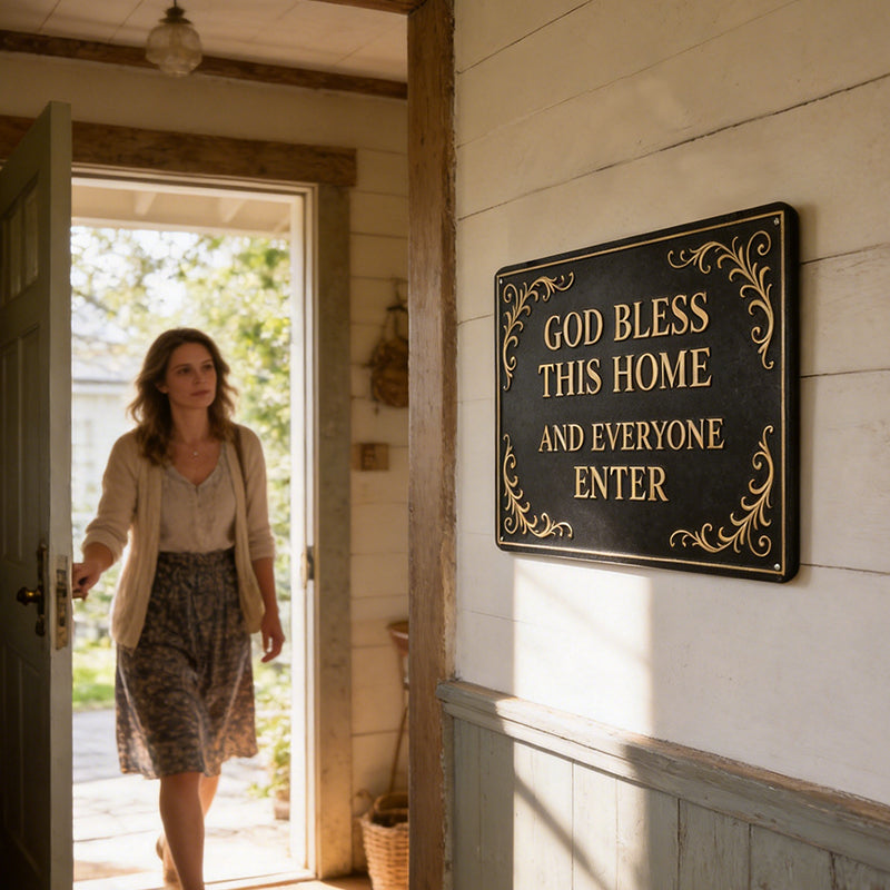 God Bless This Home Iron Sign
