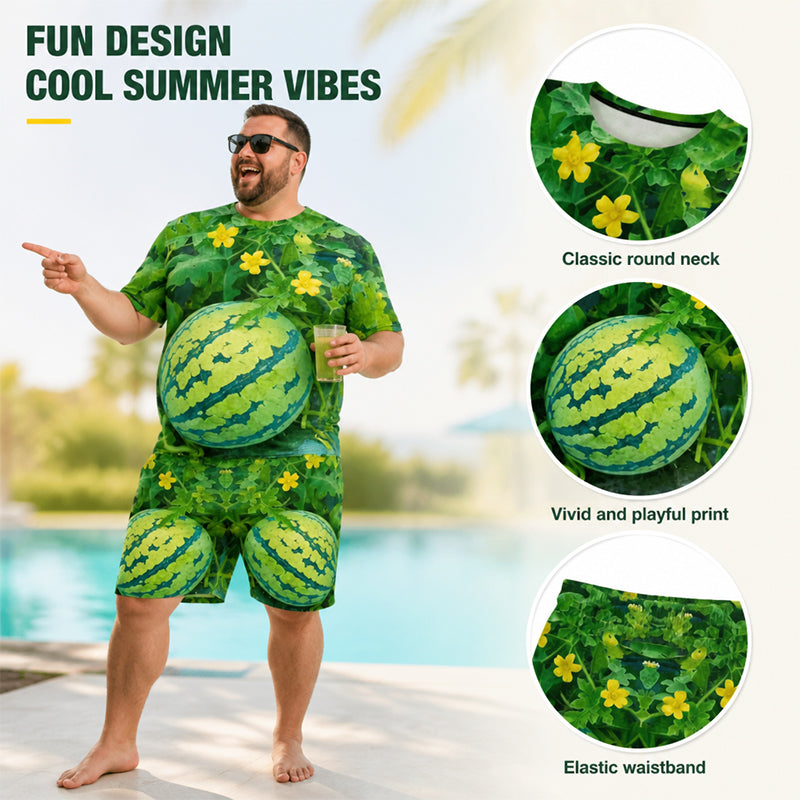 🍉 Funny Watermelon Print T-Shirt Set