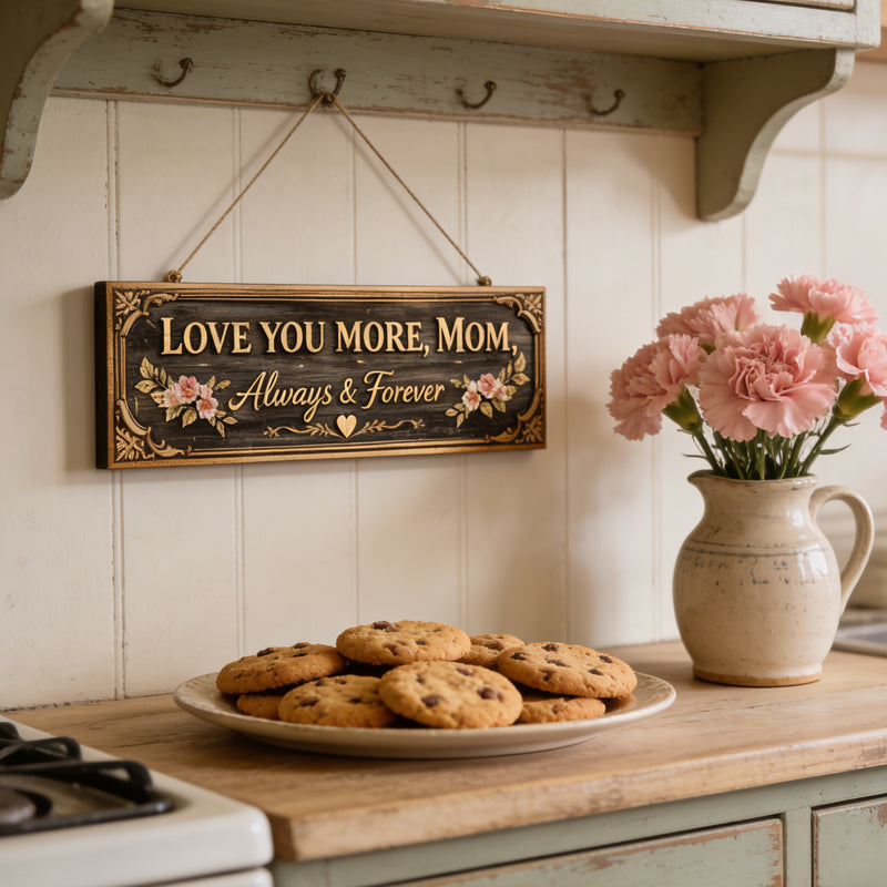 💖 Love You More, Mom – Always & Forever Door Hanging
