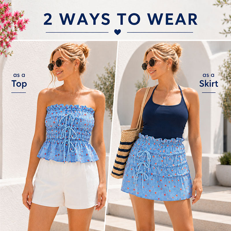 2-in-1 Convertible Ruched Bandeau Top / Skirt