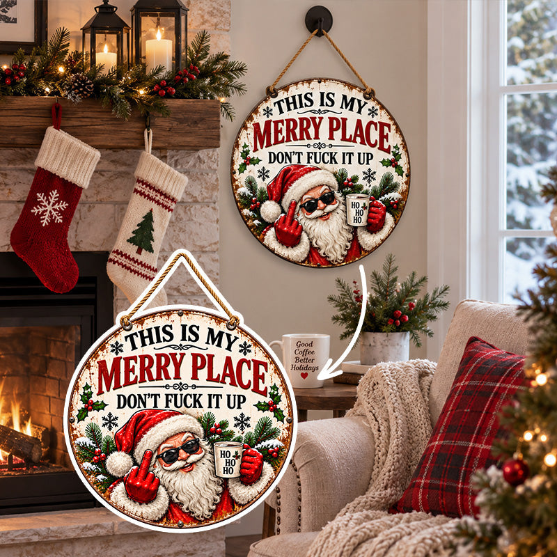 Funny Santa Vintage Hanging Sign