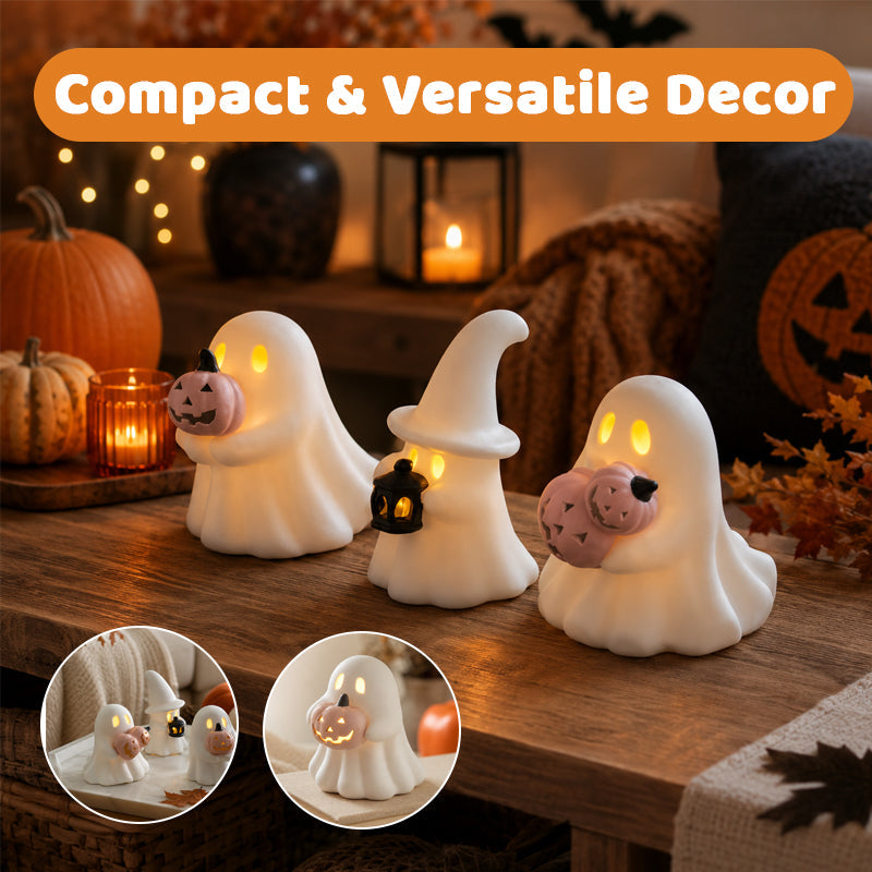 Luminous Ghost Ornament Set – Cozy Halloween LED Desktop Decor
