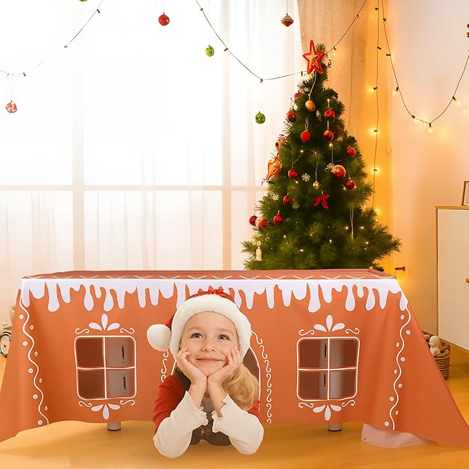 🎅 Gingerbread House Christmas Tablecloth
