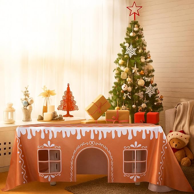 🎅 Gingerbread House Christmas Tablecloth